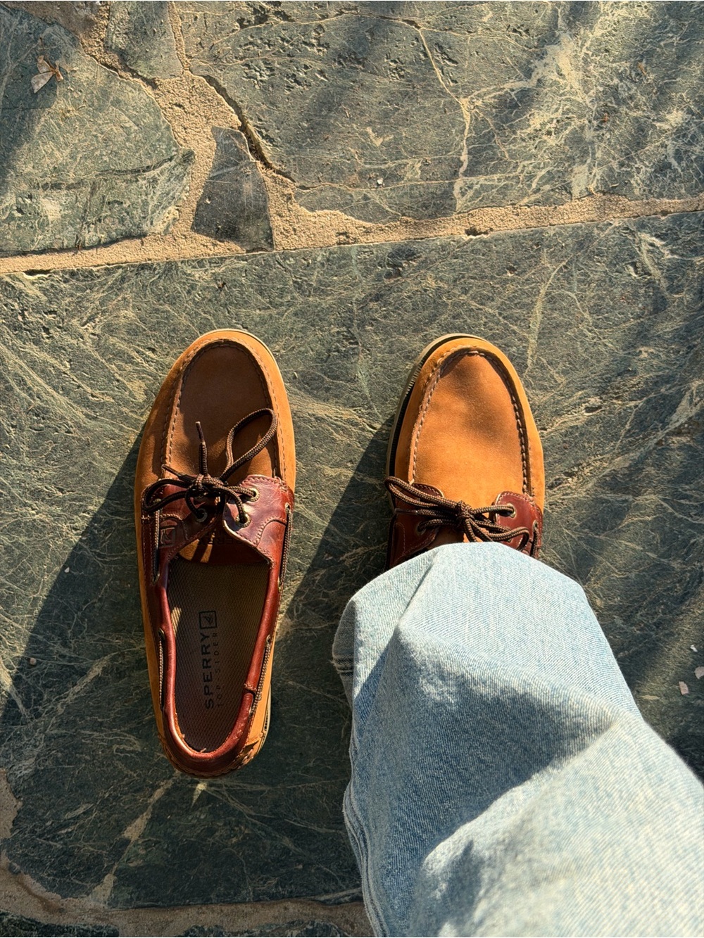 Sperry Two-Tone Brown Leather & Tan Suede Boat Shoes
